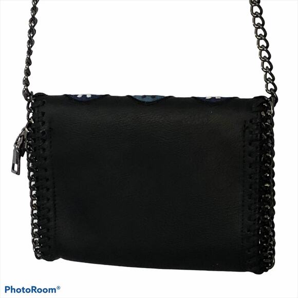Falabella-Inspired Leather & Denim Embroidered Crossbody Bag Chic Statement - Picture 6 of 13